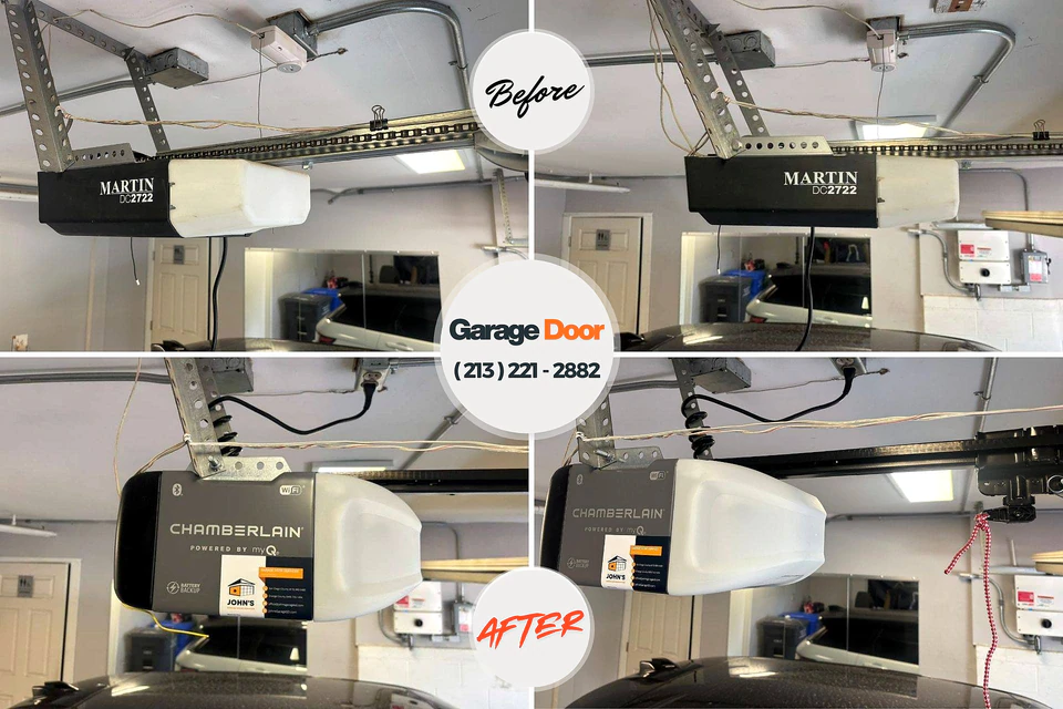 Before and after: garage door repair Oak Point, TX